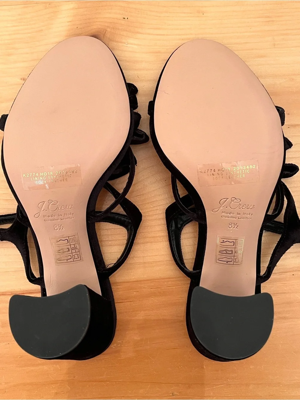 NEW J. Crew Stella Bow Heels Sz 8.5 Embellished Velvet Black Sandals Italy ~$199